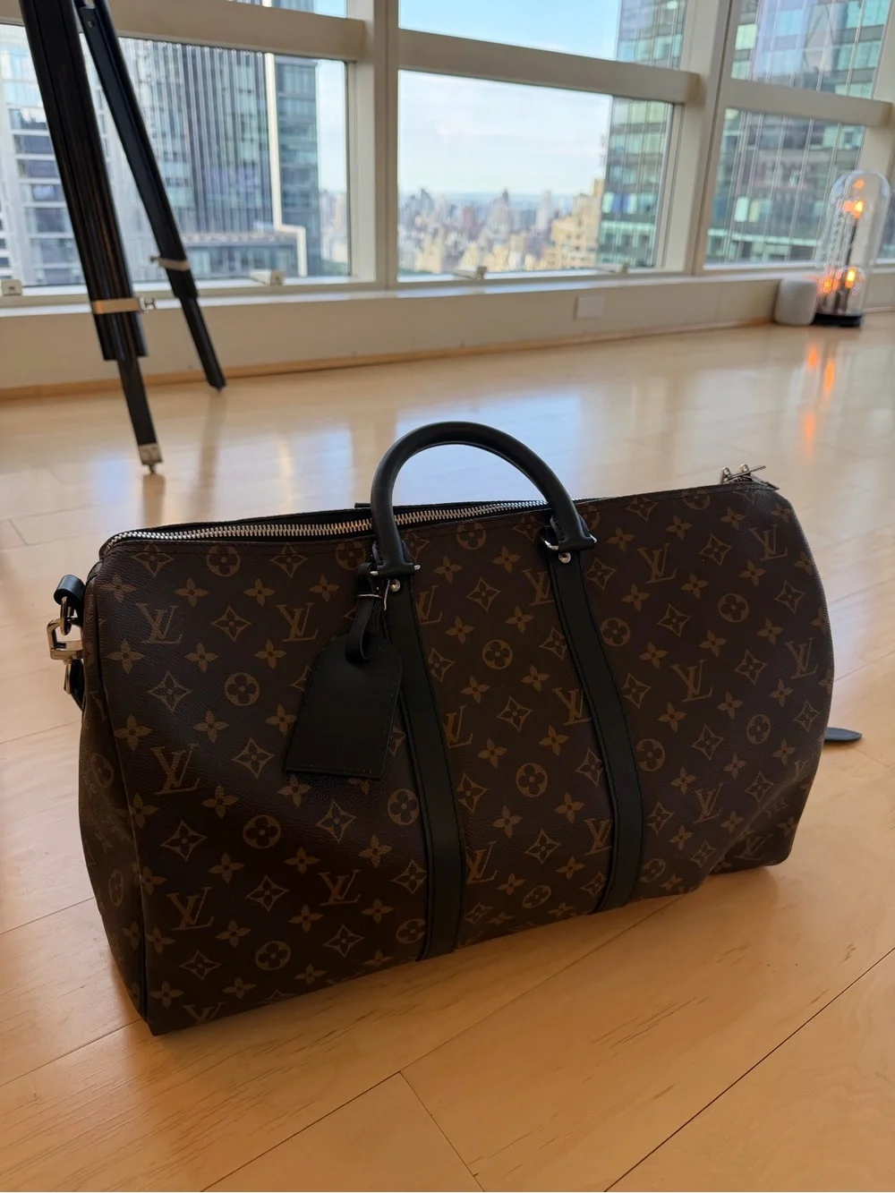 Louis Vuitton Monogram macassar canvas Keepall Duffel in Brown with Black 45